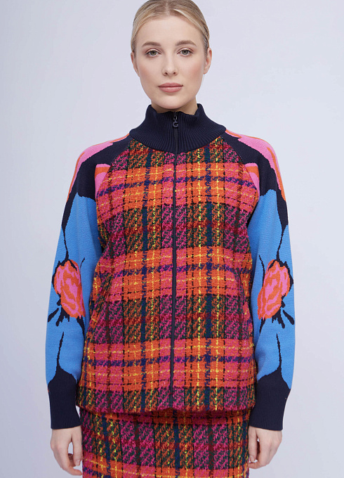 Куртка-бомбер комбинированная женский,  многоцветный цвет
