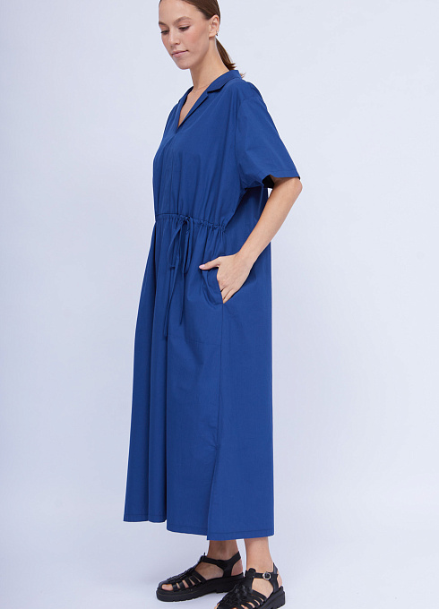 Платье oversize из поплина женское,  синий цвет